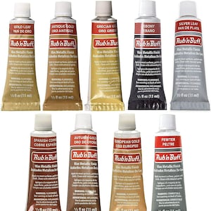 AMACO Rub n Buff Wax Metallic Finish 9 Color Kit - Antique Gold