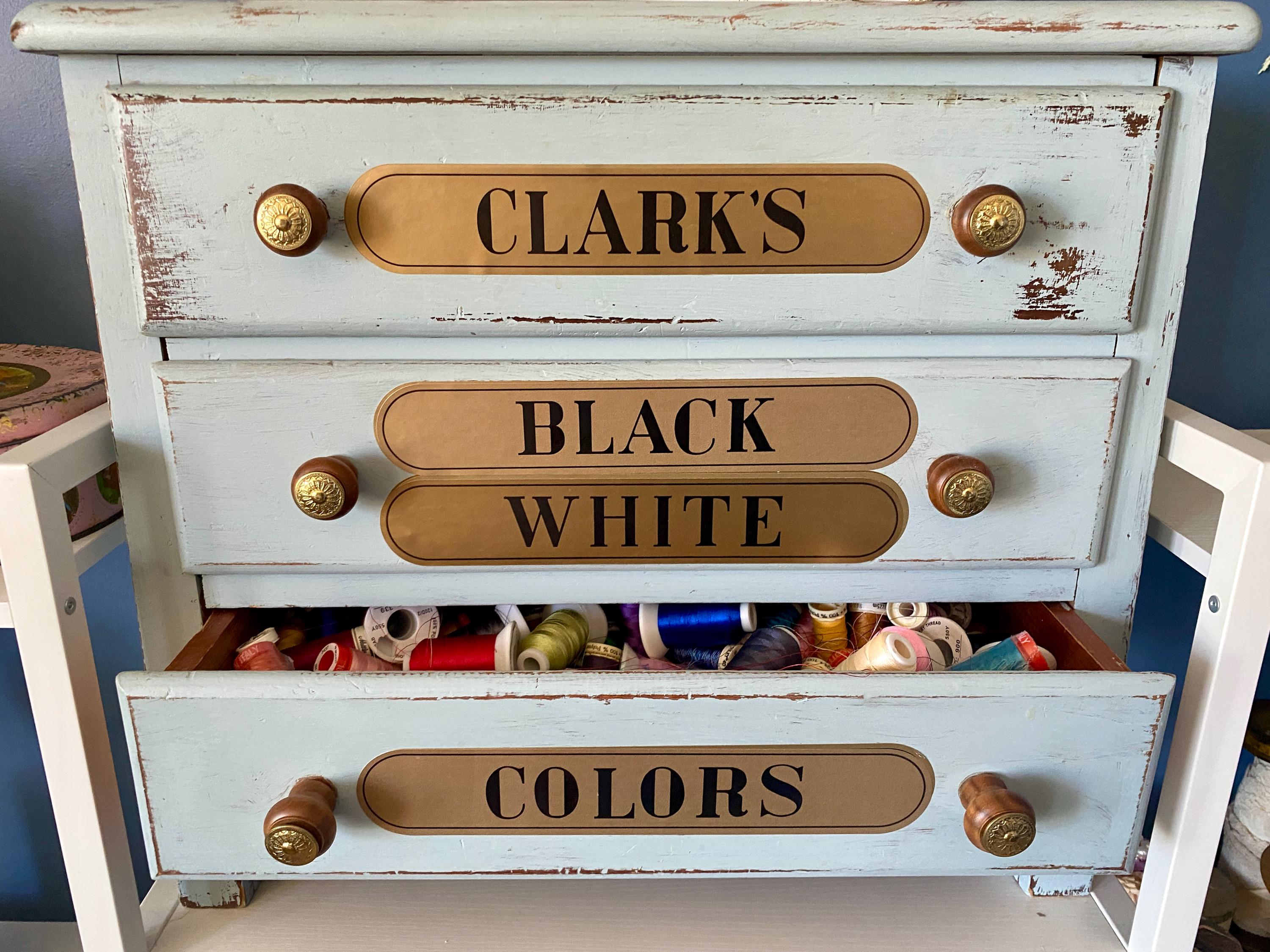Spool Cabinet Drawer Label 4 Piece Set Clark's - Etsy