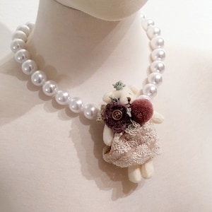 Pearl Bear Necklace - Lolita - Hime Gyaru - Kawaii - Jfashion