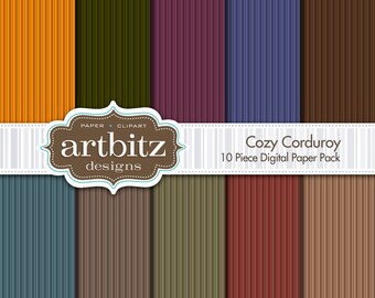 Acogedor pana 10 pieza Scrapbook Digital paquete de papel, 12 "x 12", 300 dpi jpg, descarga inmediata!