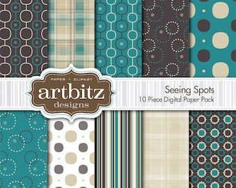 Paquete de 10 papeles digitales para álbumes de recortes Seeing Spots, 30,5 x 30,5 cm, 300 ppp (jpg)