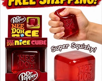 Dr Pepper NeeDoh Nice Cube Squishy Fidget Toy, Stress Relief Sensory Play