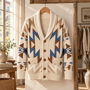 Geometric Cardigan - Etsy