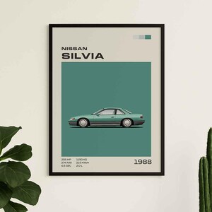 Nissan Silvia S13 1988 Digital Poster, JDM Car Printable Wall Art, Japanese Drift Car Poster, 80s Automotive Garage Decor
