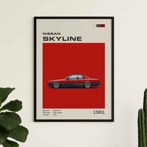 Nissan Skyline R30 1981 digitale poster, JDM printbare muurdecoratie, klassieke Japanse autoposter, retro Skyline garagedecoratie