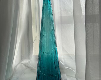vintage aqua blue Italian Art Glass decanter Empoli