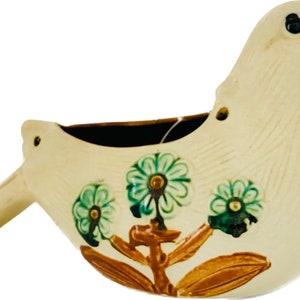 Vintage Scandinavian Ceramic Garden Hanging BIRD PLANTER, Stoneware Pigeon Pot, 1980s