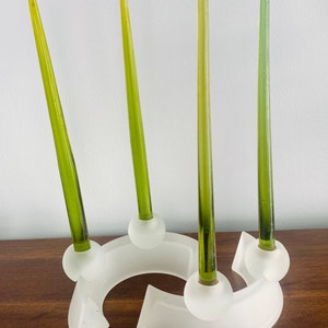 Set of 2 frosted glass Tupperware prism candle holder