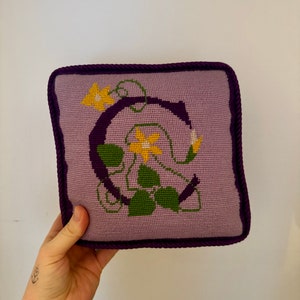 Vintage hand-embroidered C pillow