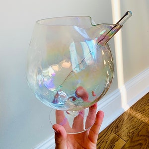 Vintage opalescent cocktail pitcher with stirrer
