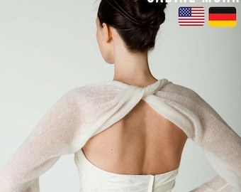 Bridal Stole Knitting Pattern - Twist Back Wedding Coverup PDF - Romantic Mohair Scarf Tutorial - Formal Evening Wrap - Bridal Topper