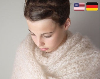 KNITTING INSTRUCTIONS for a transparent bridal stole to knit yourself with Knitting pattern made of mohair wool DIY wedding