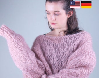 KNITTING PATTERN for a oversize knit sweater easy to knit with soft ingenua mohair wool from KATIA and big knitting needles warm & soft
