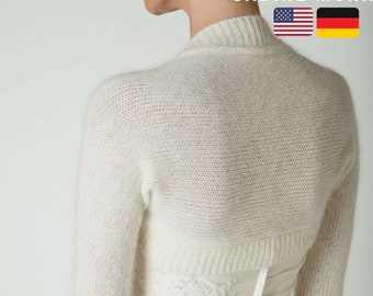 Knitting Instruction for a bridal bolero cross knitted with soft merino for your fistive occasion as birthday, wedding, theater or concert