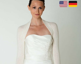 Knit Kit with knitting pattern and wool for knitting your own wedding jacket coverup DIY knit bolero for brides with soft yarn