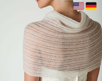 STRICKANLEITUNG: Leichte Lace Stola aus Mohair, Baby Alpaka oder Kaschmir nicht nur für Hochzeiten Paschmina Schal Überwurf