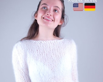 Strickanleitung für einen Mohairpullover gestrickt aus Ingenua Wolle von Katia einfach zu stricken für Hochzeit und Freizeit