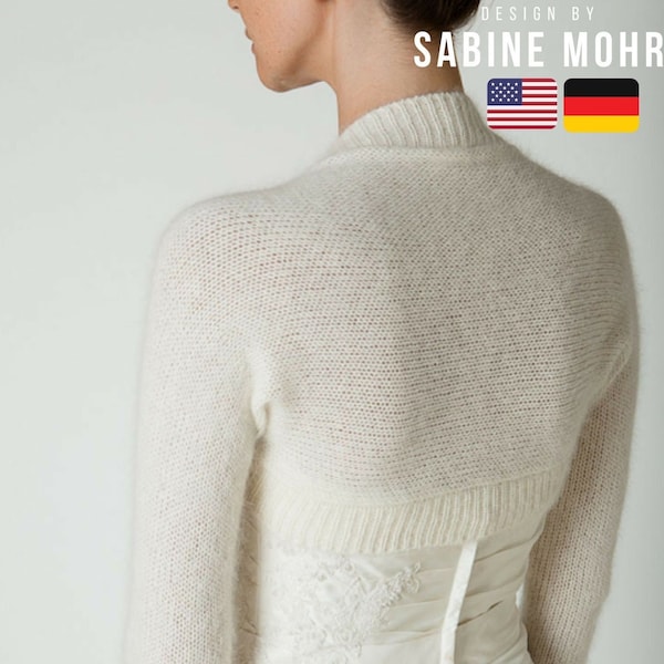 STRICKANLEITUNG: Bolero in einem Stück gestrickt aus Merino für deine Hochzeit passend zum Brautrock oder Brautkleid