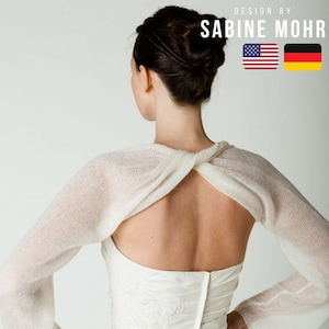 Bridal shawl with twist in the back simple knitting pattern: for low-cut wedding dresses and parties in summer