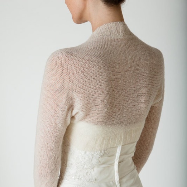 Wedding Bolero knitted with only two seams the perfect match for your wedding dress in white, ivory and other colours for Brides