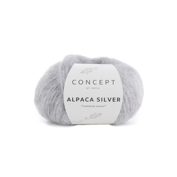 Concept Alpaca silver soft wool great for knitting from Katia DIY sweater, jackets, cardigan with free knitting instruction