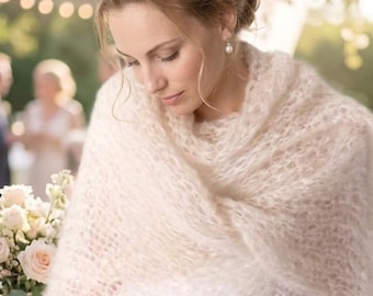 Mohair Bridal Stole Knitting Pattern - Ethereal Wedding Wrap - Sheer Lace Shawl Instructions - DIY Luxury Bridal Scarf - PDF English German