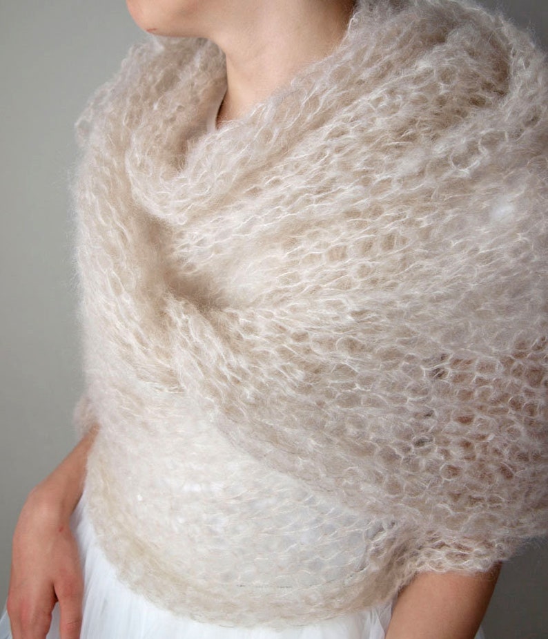 Scarf knitted for your wedding WIND: a light weight stole in white, ivory, rose and more colors, discount for 2 & 3 stoles not only 4 brides image 5