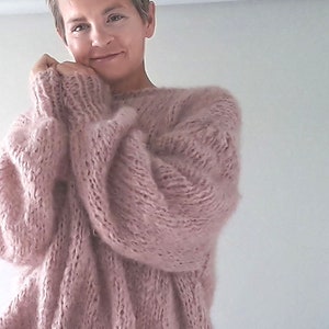 KNITTING PATTERN for a oversize knit sweater easy to knit with soft ingenua mohair wool from KATIA and big knitting needles warm & soft image 9