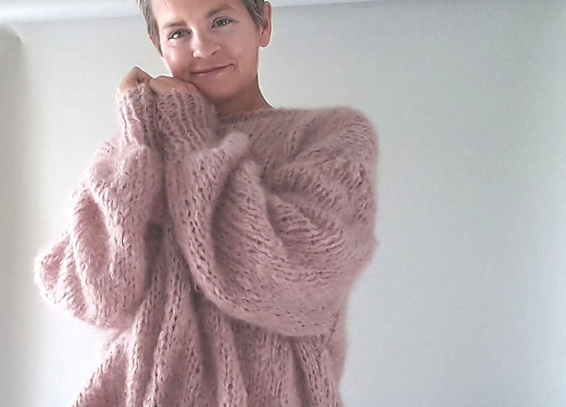 KNITTING PATTERN for a oversize knit sweater easy to knit with soft ingenua mohair wool from KATIA and big knitting needles warm & soft image 9