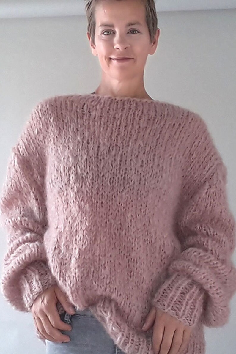 KNITTING PATTERN for a oversize knit sweater easy to knit with soft ingenua mohair wool from KATIA and big knitting needles warm & soft image 8