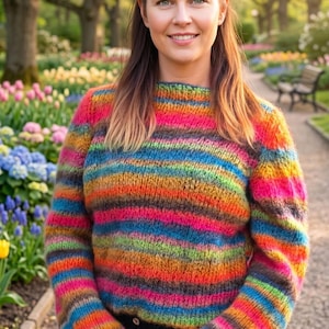 Padrão de tricô para suéter colorido