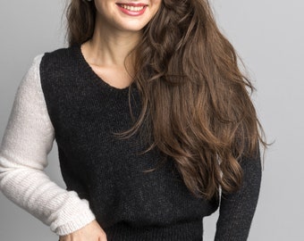 DIY Strickmuster zweifarbiger Pullover, Fair Isle Anleitung einfach, Muster für Farb-Stricken, Kuschelpulli 2-farbig, Strickanleitung PDF