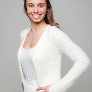 Fluffy Bridal Bolero JACKY for autumn and winter brides keeps you warm at your wedding in white, ivory, dusty pink, grey the bridal coverup