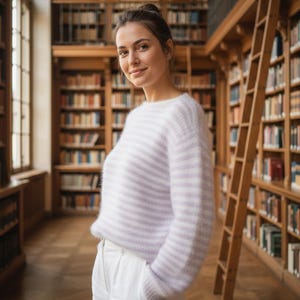 Suéter de tricô aconchegante – Modelo de suéter listrado fácil de tricotar (PDF)