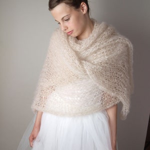 Scarf knitted for your wedding WIND: a light weight stole in white, ivory, rose and more colors, discount for 2 & 3 stoles not only 4 brides image 6