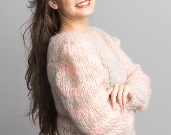 Horizontal Stripe Sweater Pattern, Chunky Knit Jumper PDF, The Brad Sweater, Easy Loose Fit Pullover, Thick Wool Stripe Sweater Instructions