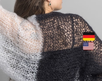 STRICKANLEITUNG für einen zwei - farbigen Strick-Bolero zum Selber-Stricken aus Mohair Wolle von Katia