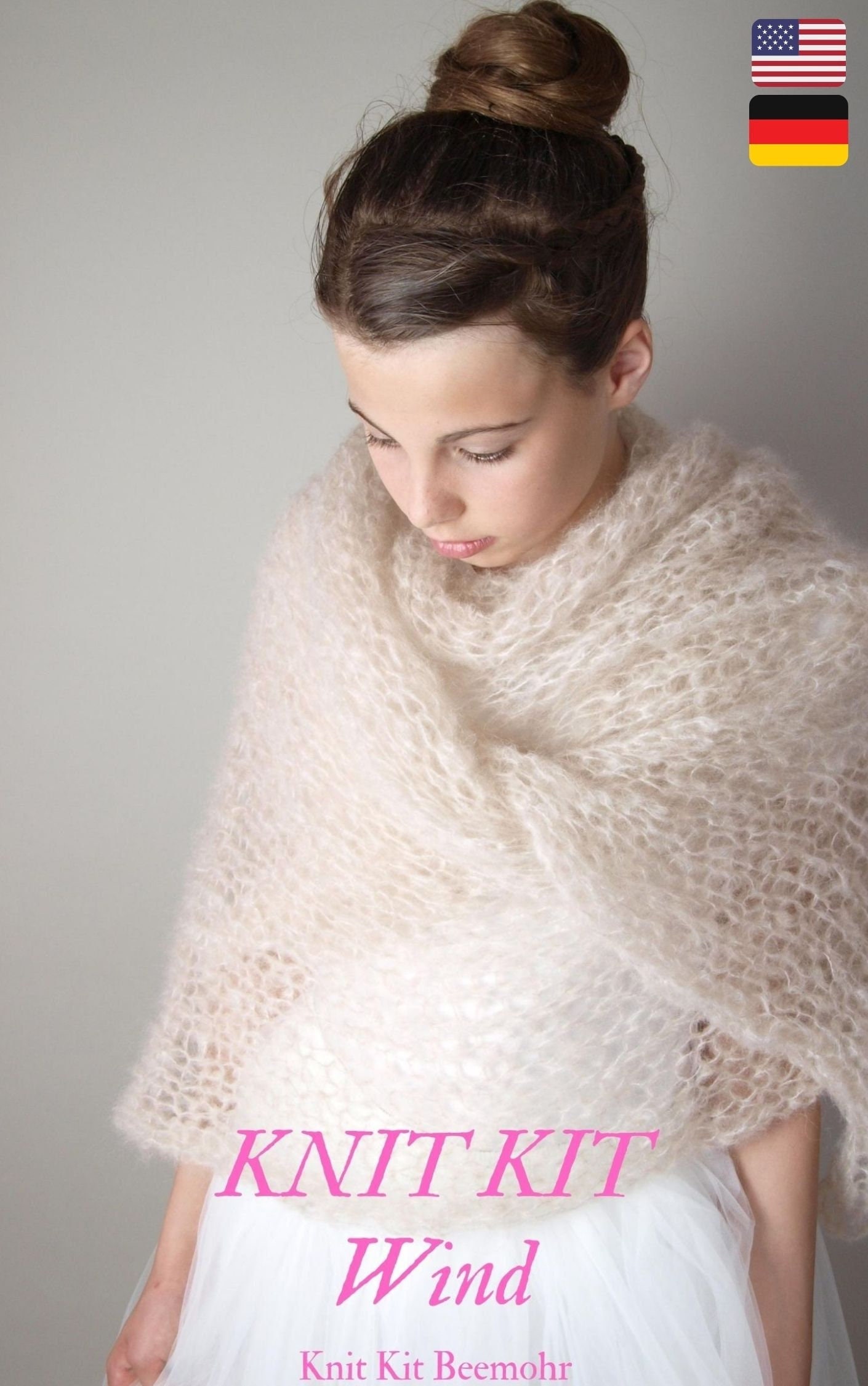 モヘアニットストールキット：編み図と糸 - DIYショール - Etsy 日本