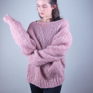 KNITTING PATTERN for a oversize knit sweater easy to knit with soft ingenua mohair wool from KATIA and big knitting needles warm & soft image 4