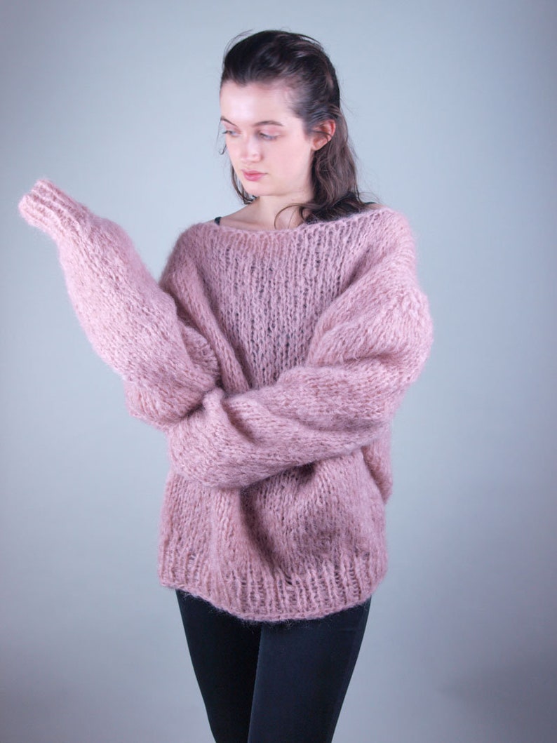 KNITTING PATTERN for a oversize knit sweater easy to knit with soft ingenua mohair wool from KATIA and big knitting needles warm & soft image 4