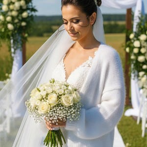 Cárdigan de novia fácil de tejer (inglés y alemán)