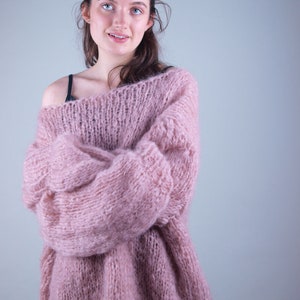 KNITTING PATTERN for a oversize knit sweater easy to knit with soft ingenua mohair wool from KATIA and big knitting needles warm & soft image 2