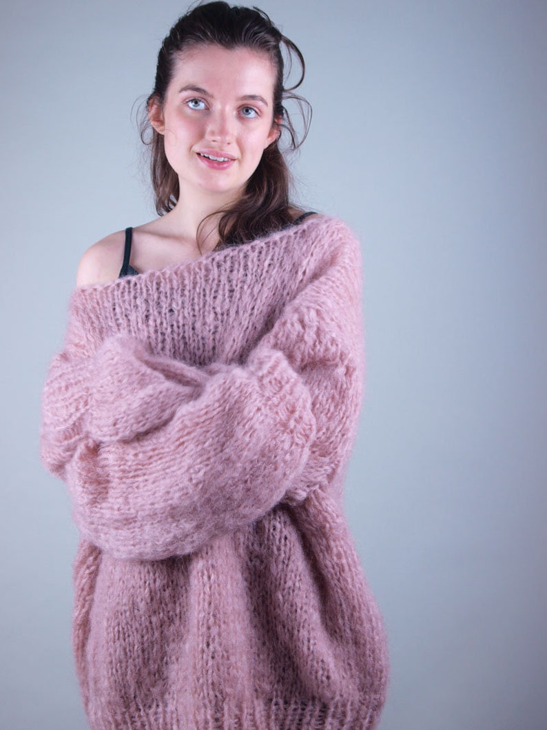 KNITTING PATTERN for a oversize knit sweater easy to knit with soft ingenua mohair wool from KATIA and big knitting needles warm & soft image 2