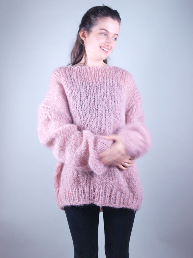 KNITTING PATTERN for a oversize knit sweater easy to knit with soft ingenua mohair wool from KATIA and big knitting needles warm & soft image 5
