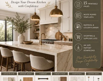 Kitchen Mood Board Kit | Interior Design Planner, Renovation Workbook (Digital Download)