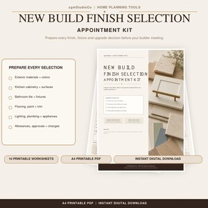New Build Finish Selection Planner: Builder Appointment Checklist, Printable A4 PDF