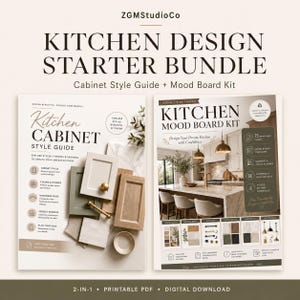 Kit di base per la progettazione della cucina: Guida allo stile dei mobili + Strumento per la pianificazione delle moodboard (Download digitale)