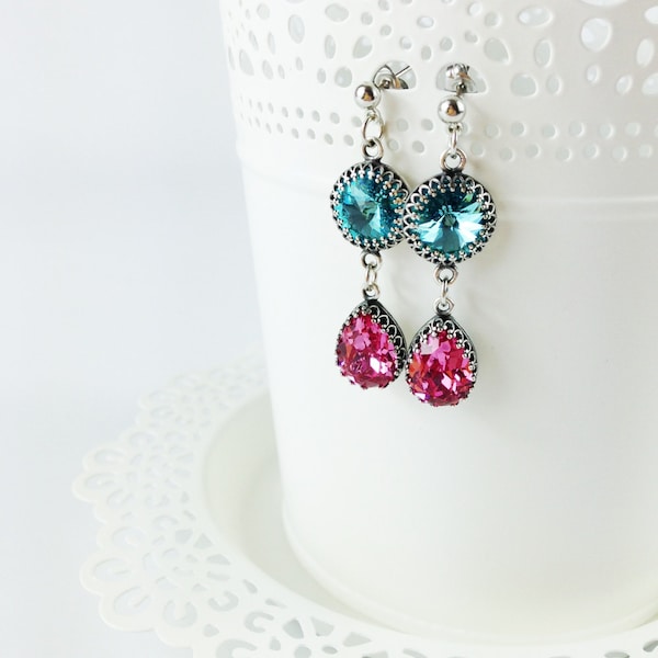 Princess Earrings - romantic earrings antique earrings Victorian style earrings crystal earrings gift statement bib elegant earrings
