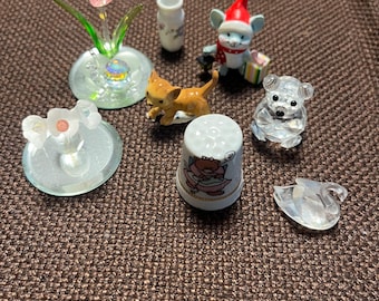 Lote de minifiguras vintage / Adornos de animales de vidrio y cerámica