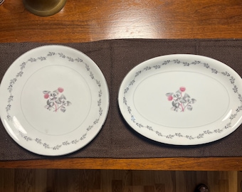 Vintage Silver Clover Japan Serving Plate Platter Set | Mid Century China